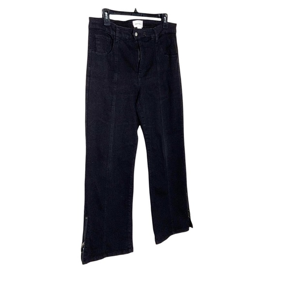 For THE REPUBLIC black relaxed fit denim pants with side hem zippers. Size 12 - Picture 3 of 10